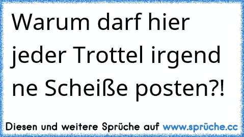 Warum darf hier jeder Trottel irgend ne Scheiße posten?!