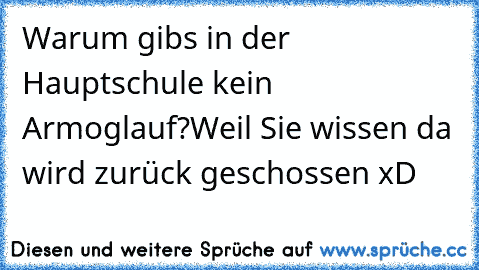 Warum gibs in der Hauptschule kein Armoglauf?
Weil Sie wissen da wird zurück geschossen xD