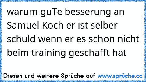 warum guTe besserung an Samuel Koch er ist selber schuld wenn er es schon nicht beim training geschafft hat