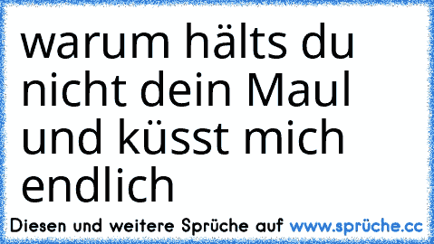 warum hälts du nicht dein Maul und küsst mich endlich ♥