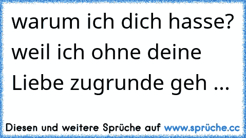 warum ich dich hasse? weil ich ohne deine Liebe zugrunde geh ...