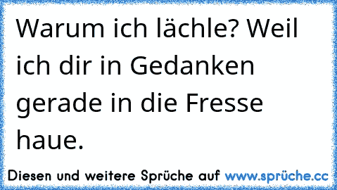 Warum ich lächle? Weil ich dir in Gedanken gerade in die Fresse haue. ♥