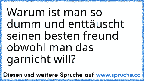 Warum ist man so dumm und enttäuscht seinen besten freund obwohl man das garnicht will?