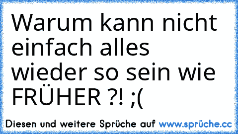 Warum kann nicht einfach alles wieder so sein wie FRÜHER ?! ;(