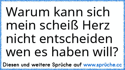 Warum kann sich mein scheiß Herz nicht entscheiden wen es haben will?