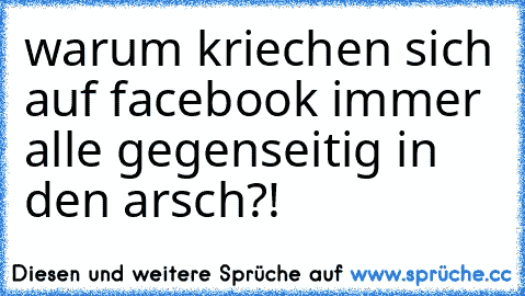 warum kriechen sich auf facebook immer alle gegenseitig in den arsch?!