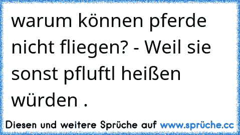 warum können pferde nicht fliegen? - Weil sie sonst pfluftl heißen würden .