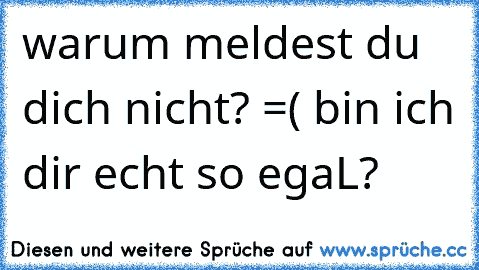 warum meldest du dich nicht? =( bin ich dir echt so egaL?