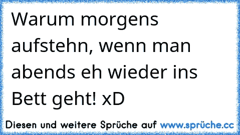 Warum morgens aufstehn, wenn man abends eh wieder ins Bett geht! xD