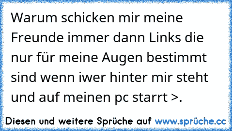 Warum schicken mir meine Freunde immer dann Links die nur für meine Augen bestimmt sind wenn iwer hinter mir steht und auf meinen pc starrt >.