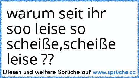 warum seit ihr soo leise so scheiße,scheiße leise ??