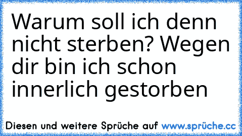 Warum soll ich denn nicht sterben? Wegen dir bin ich schon innerlich gestorben