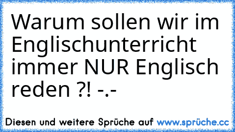 Warum sollen wir im Englischunterricht immer NUR Englisch reden ?! -.-