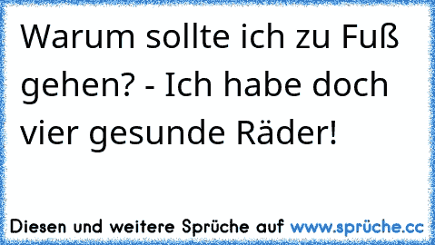 Warum sollte ich zu Fuß gehen? - Ich habe doch vier gesunde Räder!