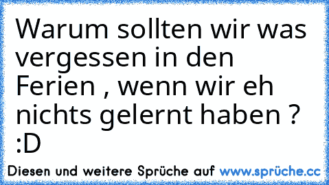 Warum sollten wir was vergessen in den Ferien , wenn wir eh nichts gelernt haben ? :D