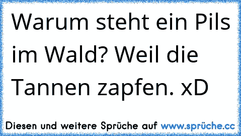 Warum steht ein Pils im Wald? Weil die Tannen zapfen. xD