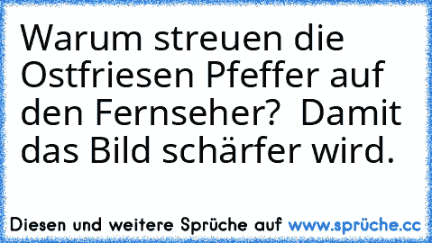 Warum streuen die Ostfriesen Pfeffer auf den Fernseher? – Damit das Bild schärfer wird.