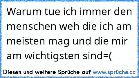 Warum tue ich immer den menschen weh die ich am meisten mag und die mir am wichtigsten sind=(