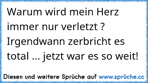 Warum wird mein Herz immer nur verletzt ? Irgendwann zerbricht es total ... jetzt war es so weit!