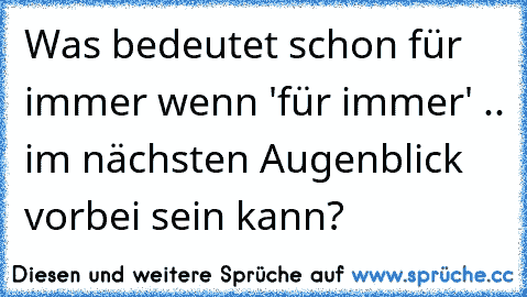 Was bedeutet schon für immer wenn 'für immer' .. im nächsten Augenblick vorbei sein kann?