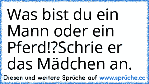 Was bist du ein Mann oder ein Pferd!?
Schrie er das Mädchen an.