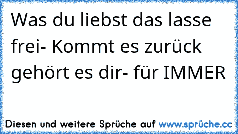 Was du liebst das lasse frei- Kommt es zurück gehört es dir- für IMMER ♥