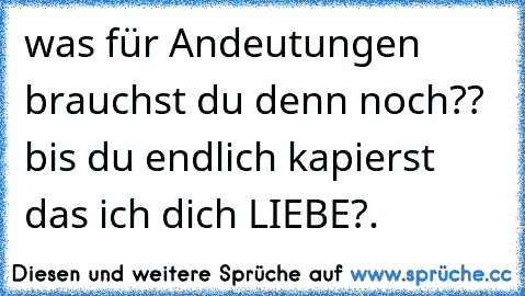 was für Andeutungen brauchst du denn noch?? bis du endlich kapierst das ich dich LIEBE?.