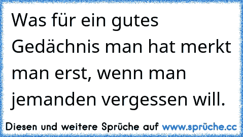 Was für ein gutes Gedächnis man hat merkt man erst, wenn man jemanden vergessen will.