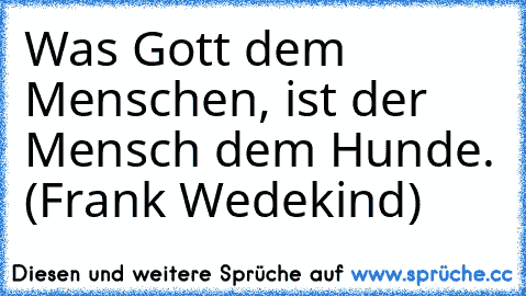 Was Gott dem Menschen, ist der Mensch dem Hunde. (Frank Wedekind)