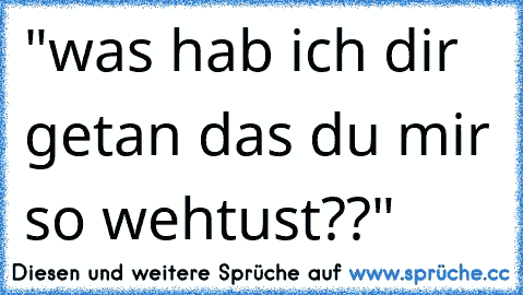 "was hab ich dir getan das du mir so wehtust??"