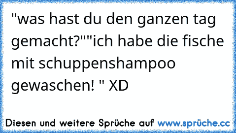 "was hast du den ganzen tag gemacht?"
"ich habe die fische mit schuppenshampoo gewaschen! " XD