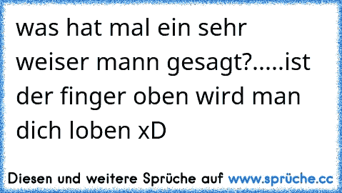 was hat mal ein sehr weiser mann gesagt?.....ist der finger oben wird man dich loben xD