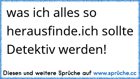 was ich alles so herausfinde.ich sollte Detektiv werden!