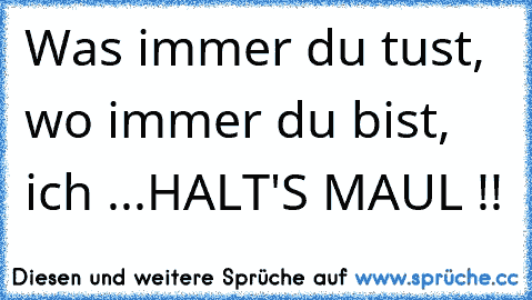 Was immer du tust, wo immer du bist, ich ...HALT'S MAUL !!