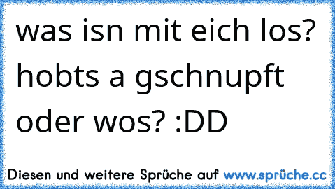 was isn mit eich los? hobts a gschnupft oder wos? :DD