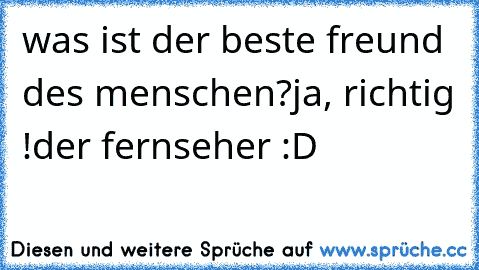 was ist der beste freund des menschen?
ja, richtig !
der fernseher :D