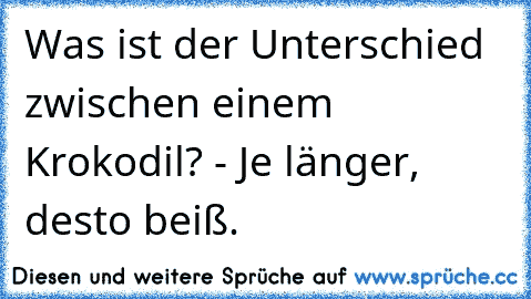 Was ist der Unterschied zwischen einem Krokodil? - Je länger, desto beiß.