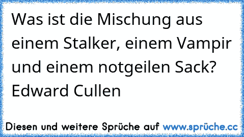 Was ist die Mischung aus einem Stalker, einem Vampir und einem notgeilen Sack? Edward Cullen