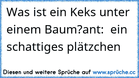 Was ist ein Keks unter einem Baum?
ant:  ein schattiges plätzchen