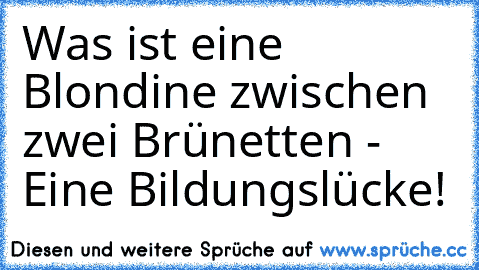 Was ist eine Blondine zwischen zwei Brünetten - Eine Bildungslücke!