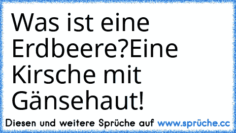 Was ist eine Erdbeere?
Eine Kirsche mit Gänsehaut!