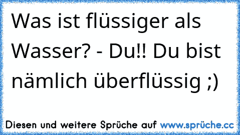 Was ist flüssiger als Wasser? - Du!! Du bist nämlich überflüssig ;)