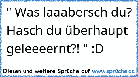 " Was laaabersch du? Hasch du überhaupt geleeeernt?! " :D