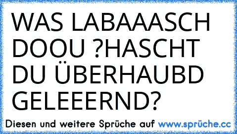 WAS LABAAASCH DOOU ?
HASCHT DU ÜBERHAUBD GELEEERND?