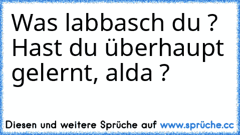 Was labbasch du ? Hast du überhaupt gelernt, alda ?