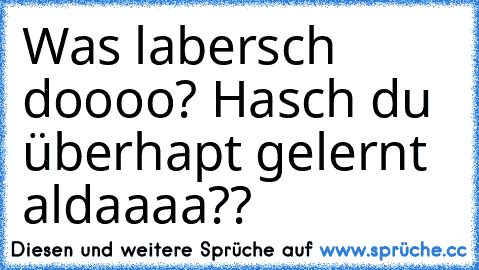 Was labersch doooo? Hasch du überhapt gelernt aldaaaa??