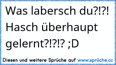 Was labersch du?!?! Hasch überhaupt gelernt?!?!? ;D