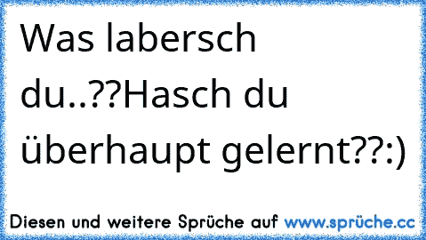 Was labersch du..??
Hasch du überhaupt gelernt??
:)