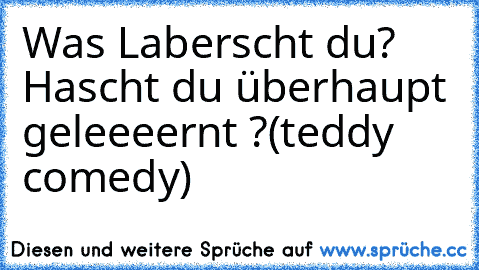 Was Laberscht du? Hascht du überhaupt geleeeernt ?
(teddy comedy)