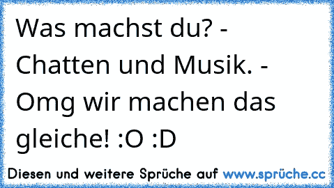 Was machst du? - Chatten und Musik. - Omg wir machen das gleiche! :O :D